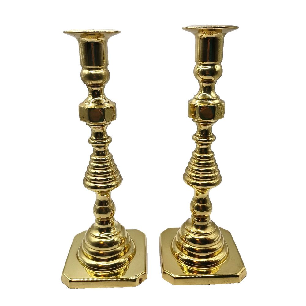 Baldwin Brass Beehive Candle Stick Holders Set of Two 9.75 inches Tall